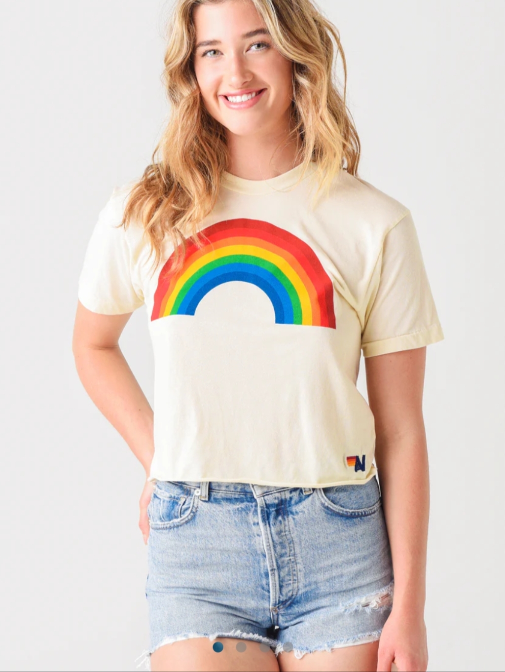 Aviator Nation Women's Big Rainbow Boyfriend Tee - Size Large